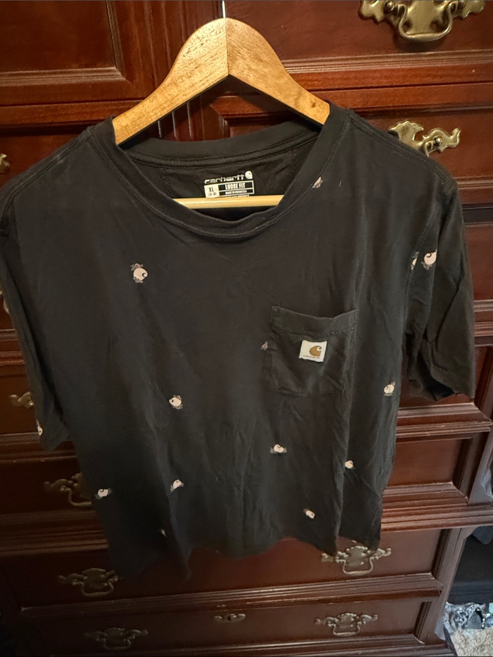 Carhartt Black Short-Sleeve Pocket Tee with Small Light Motifs
